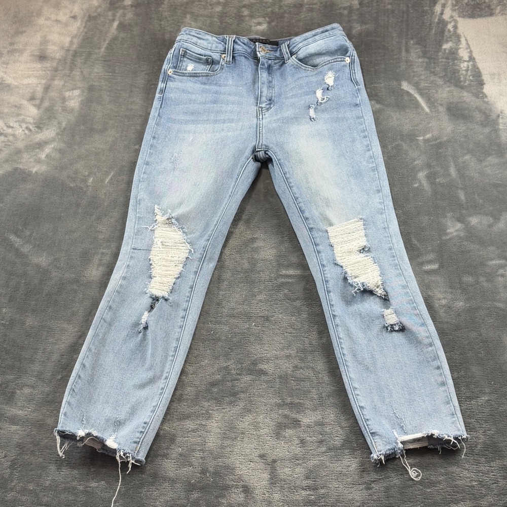 Risen Los Angeles Distressed High Rise Skinny Jeans Light Wash RDP1259 Size 29 9